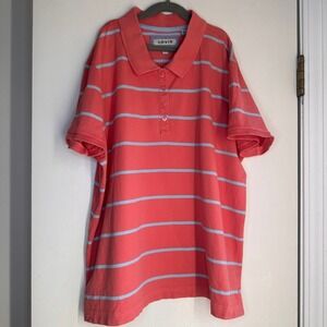 Orvis Kids Large Coral Striped Pima Cotton Lycra Polo Shirt Casual